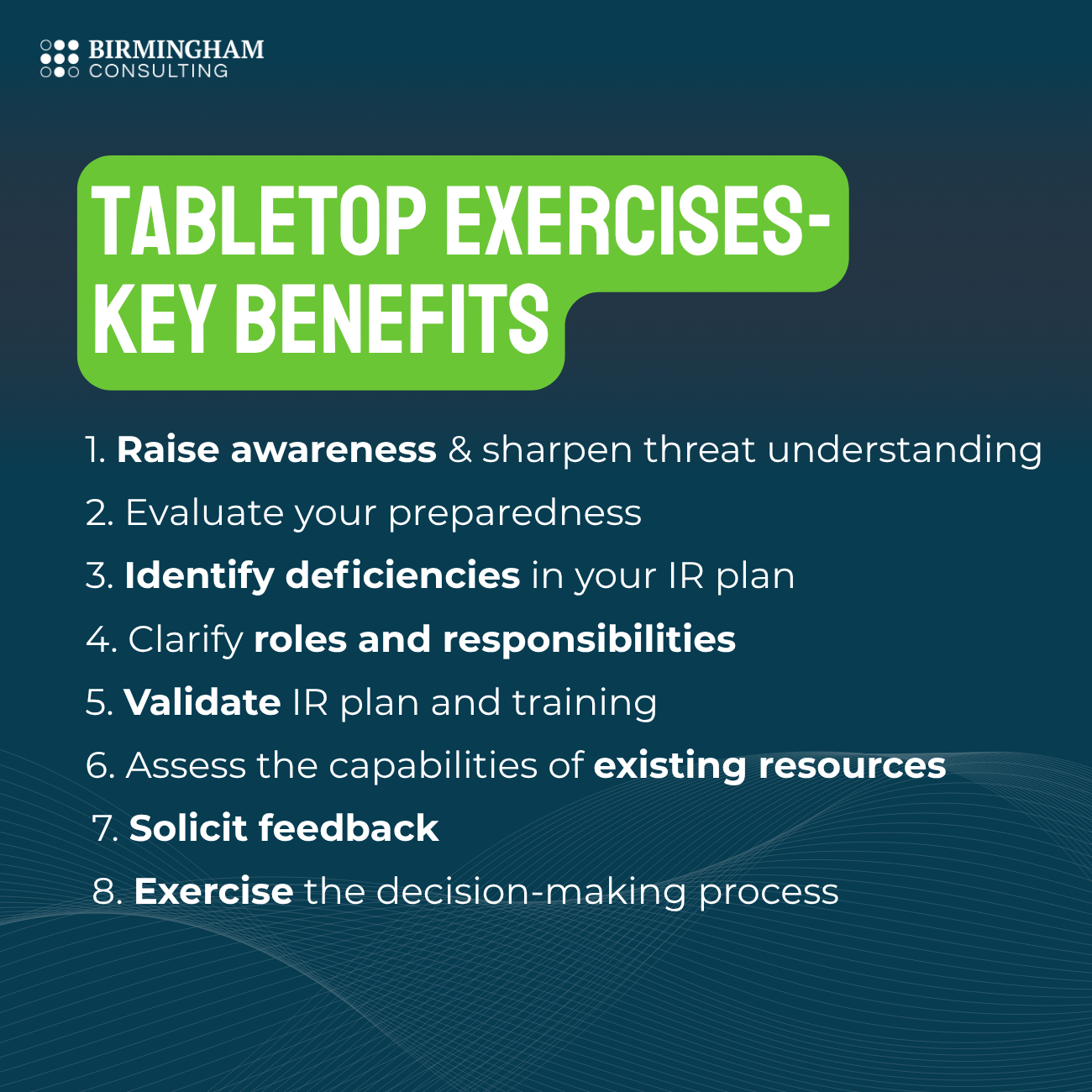 An infographic on the benefits of tabletop exercises