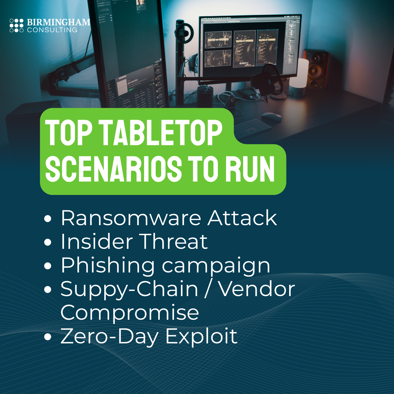 An infographic on the top tabletop scenarios to run