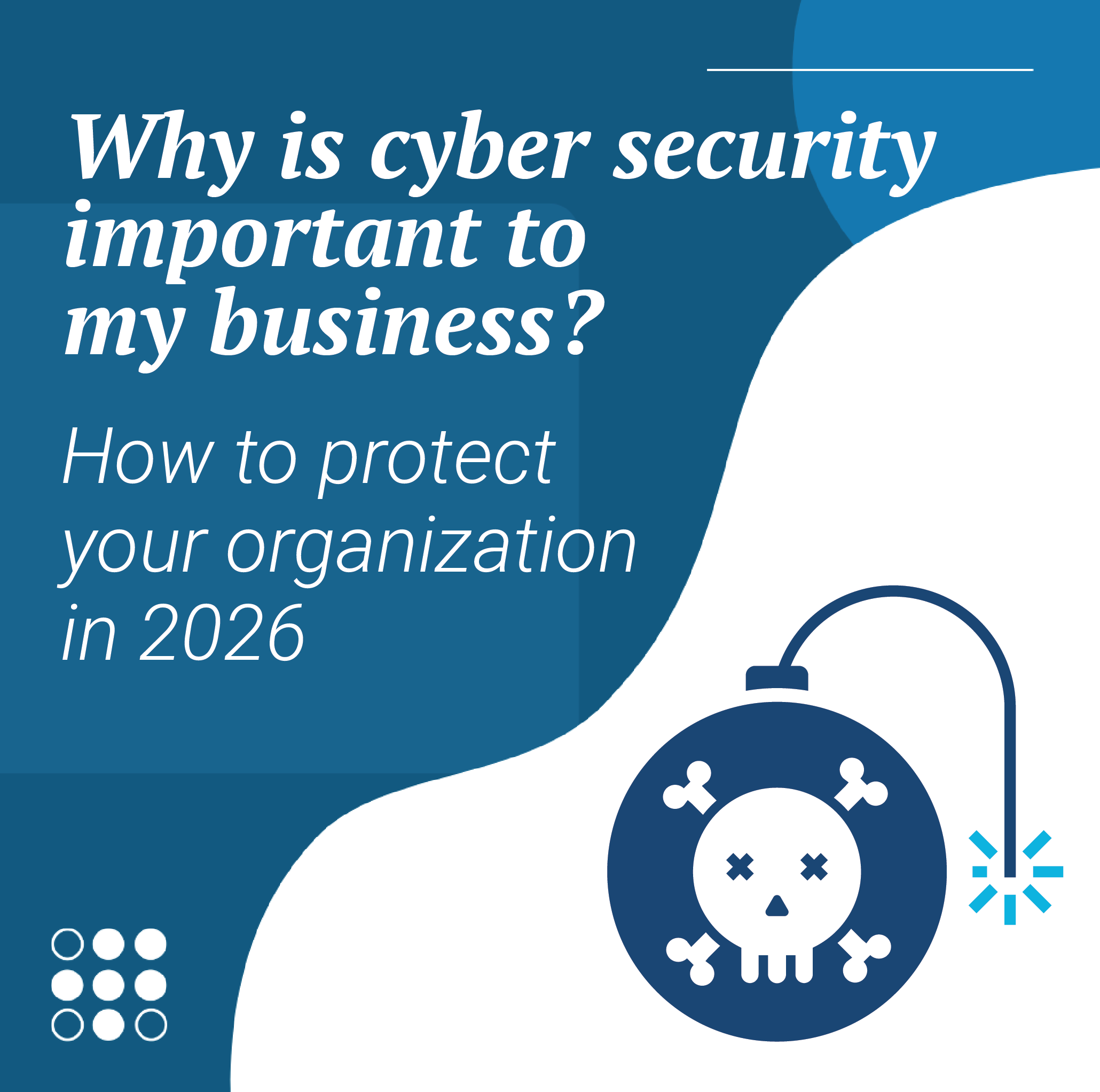 An infographic for a blog on why cyber security is important to businesses, and how to protect your organization in 2026
